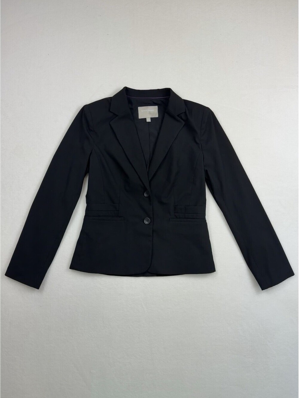 Banana Republic Womens Blazer Size 10 Black 2 Button Tailored Suit Jacket